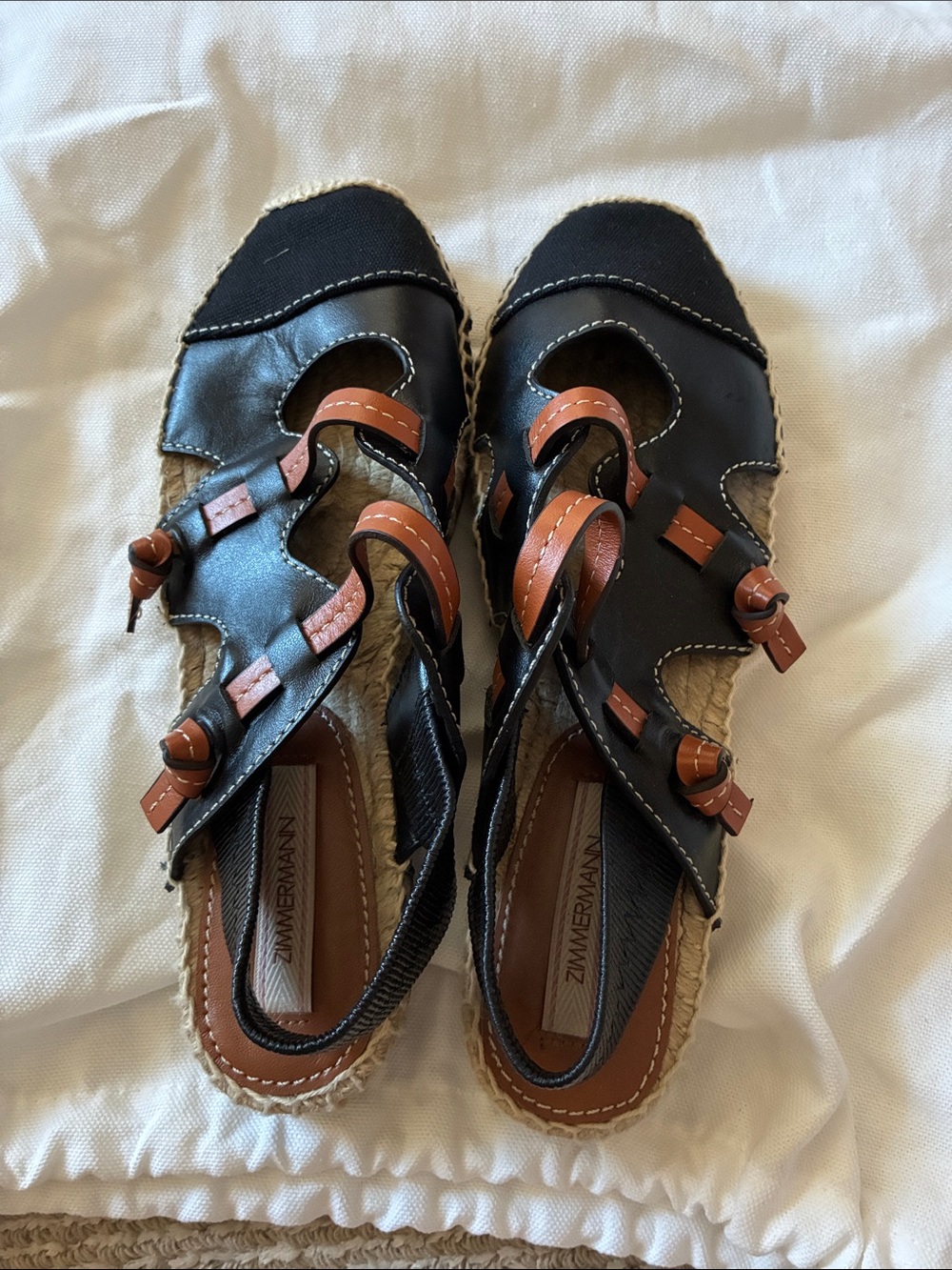 Zimmermann Black and Brown Espadrille Sandals